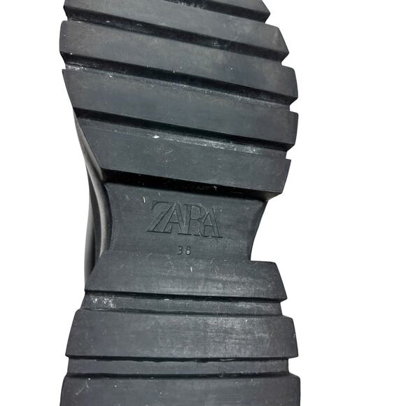 ZARA Platform Lug Sole Chelsea Boots Black Stretch Ankle Boot Size EUR 36 - Picture 11 of 12